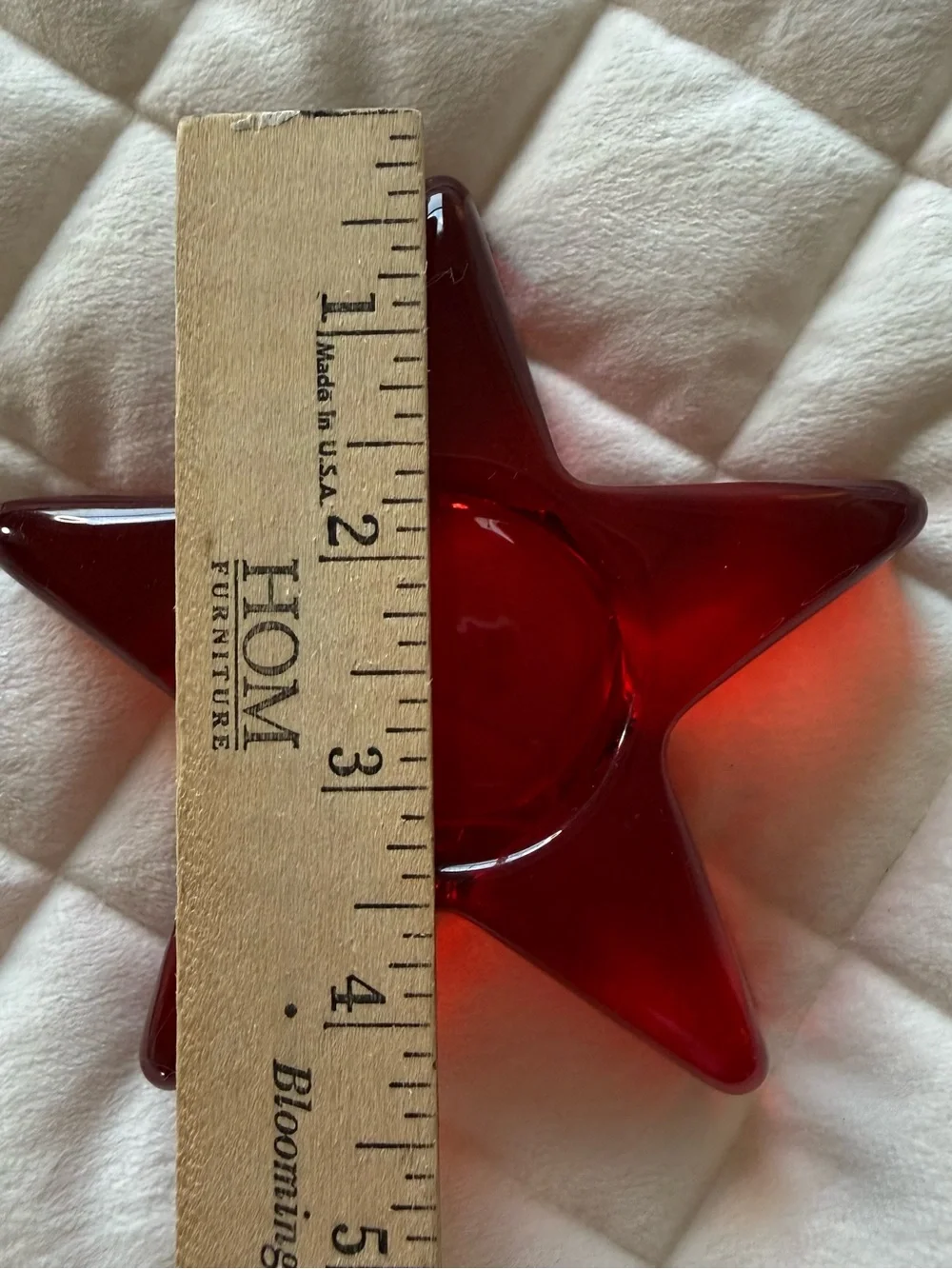 Vintage Ruby Red Glass Star Candle Holders Set of 2 Votive Tealight Mid Century